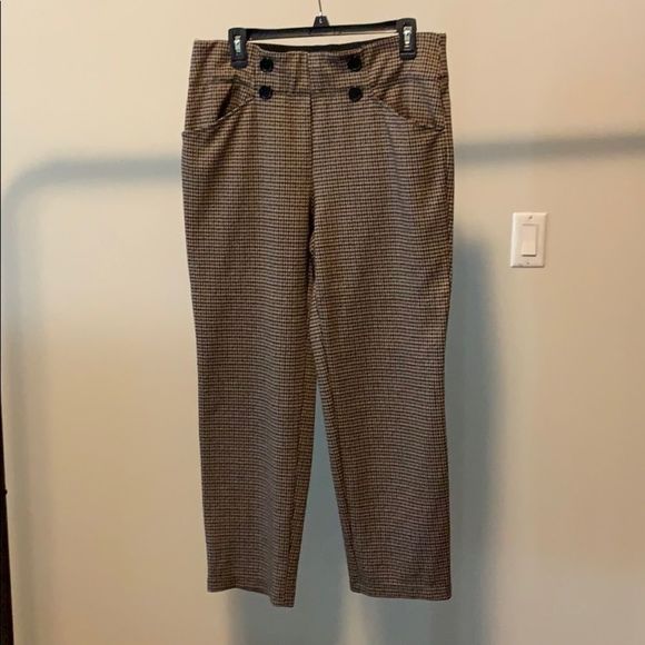 Tan & Brown Checkered Pants - Picture 1 of 6